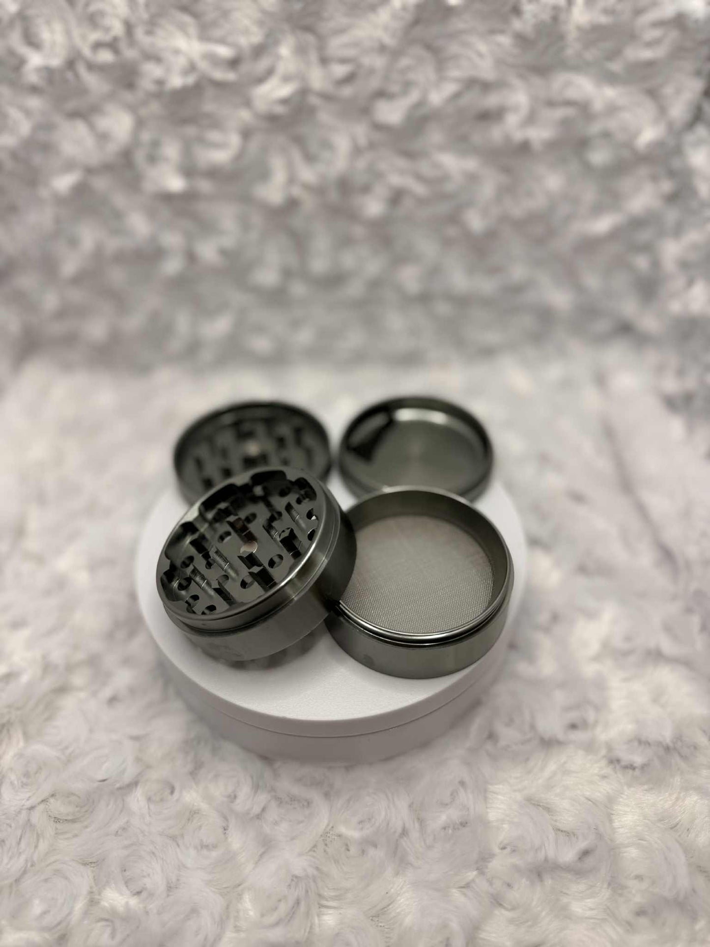 Sleek 48mm Dark Grey Herb Grinder – Powerful and Refined